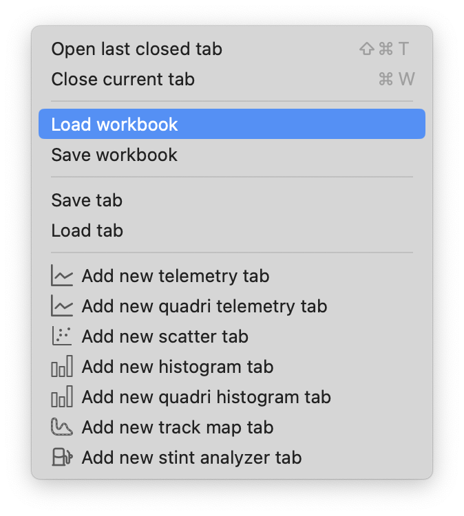 Analyzer open new tab from main menu