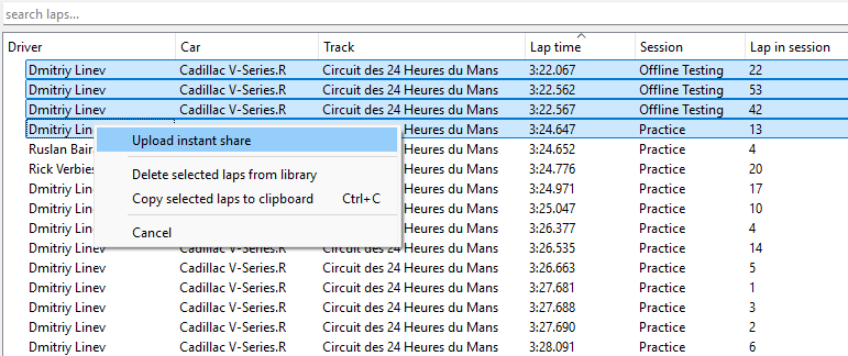 Upload instant share