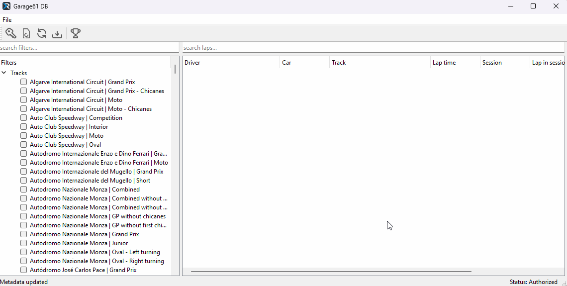 Загрузка кругов из Garage61