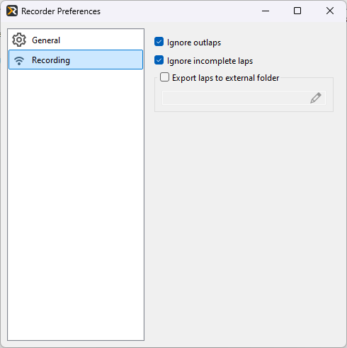 Recorder preferences - Recording